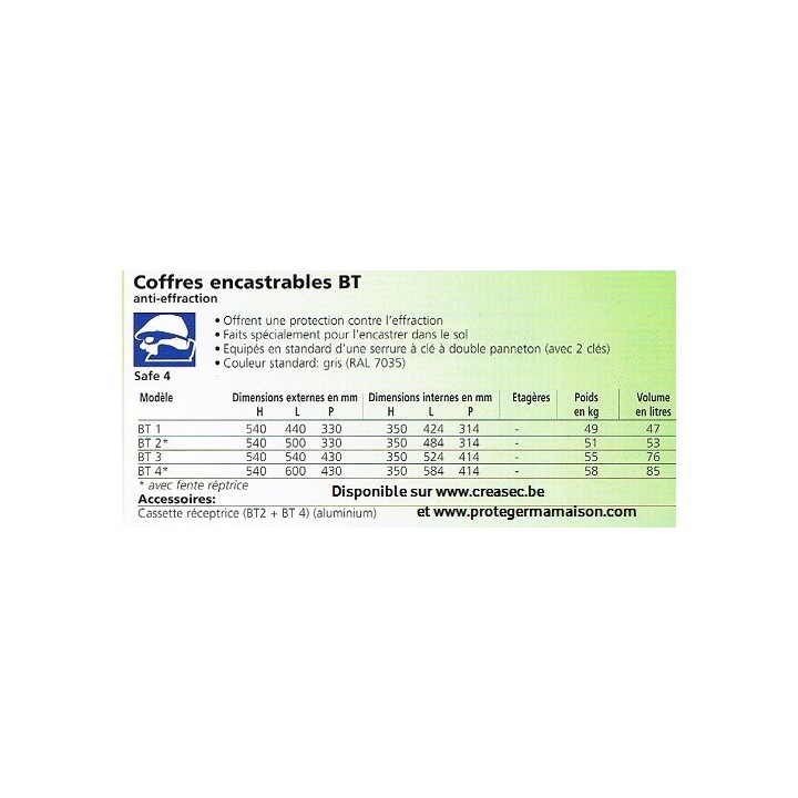 Coffre de sol à clef BT1