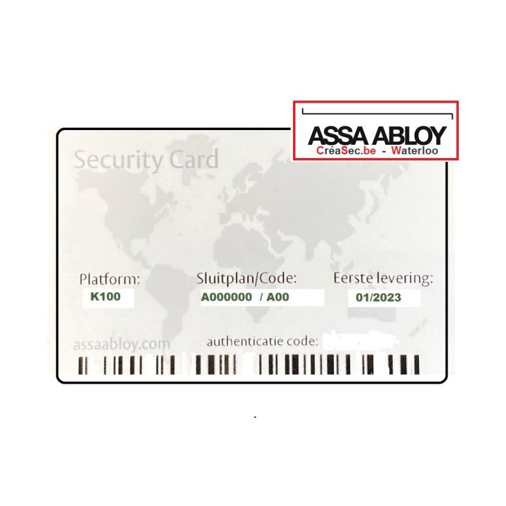 carte pour double de clé Abloy K100