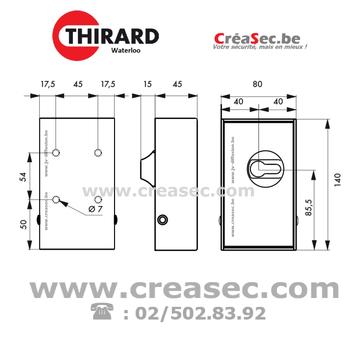 mesures Boîte a clé Thirard